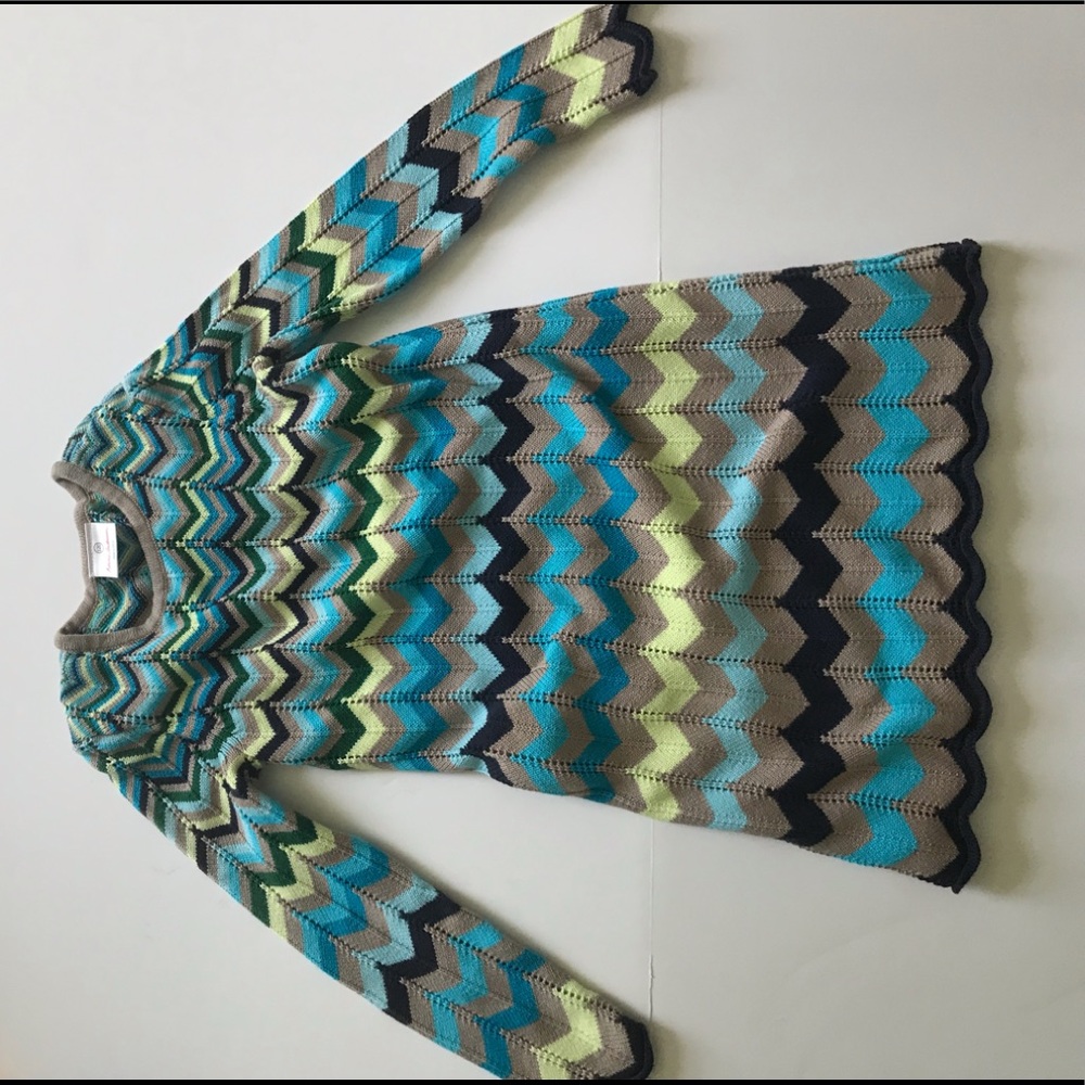 Hanna Andersson blue zigzag sweater dress